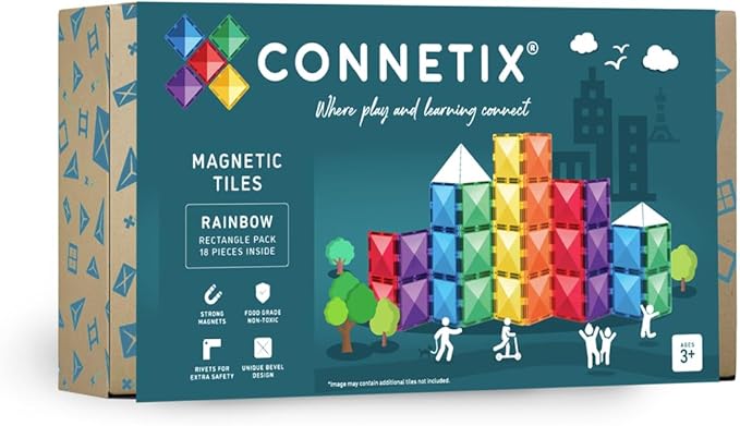CONNETIX Rainbow Rectangle Pack, 18 Pieces